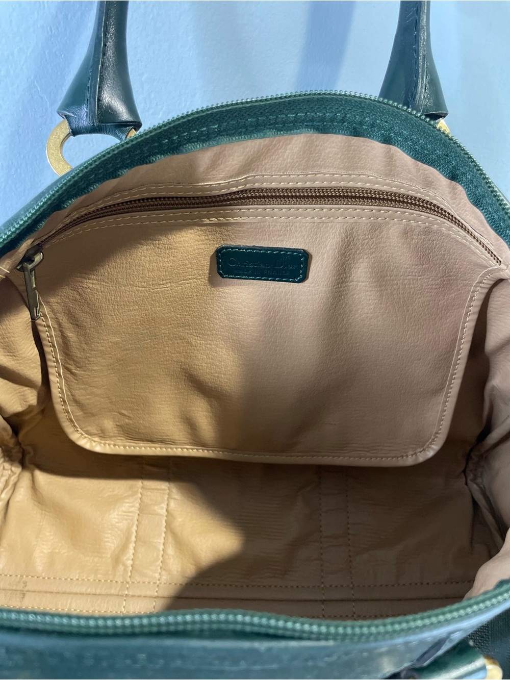 Vintage Christian Dior Hunter Green Oblique Trotter Boston Bag - Picture 11 of 11